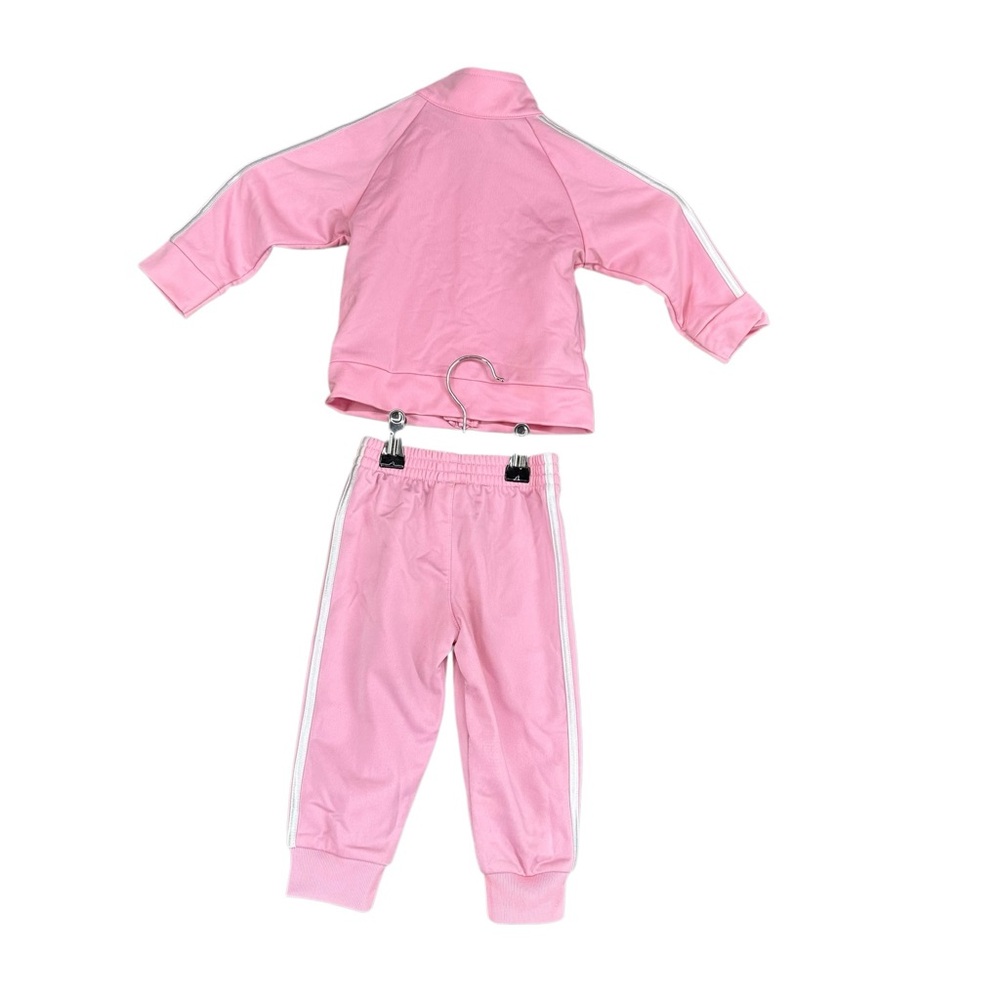 Adidas‎ Girls Baby 9 Months Pink Track Suit Jacket Pants Active Sports Stripes - Picture 2 of 13